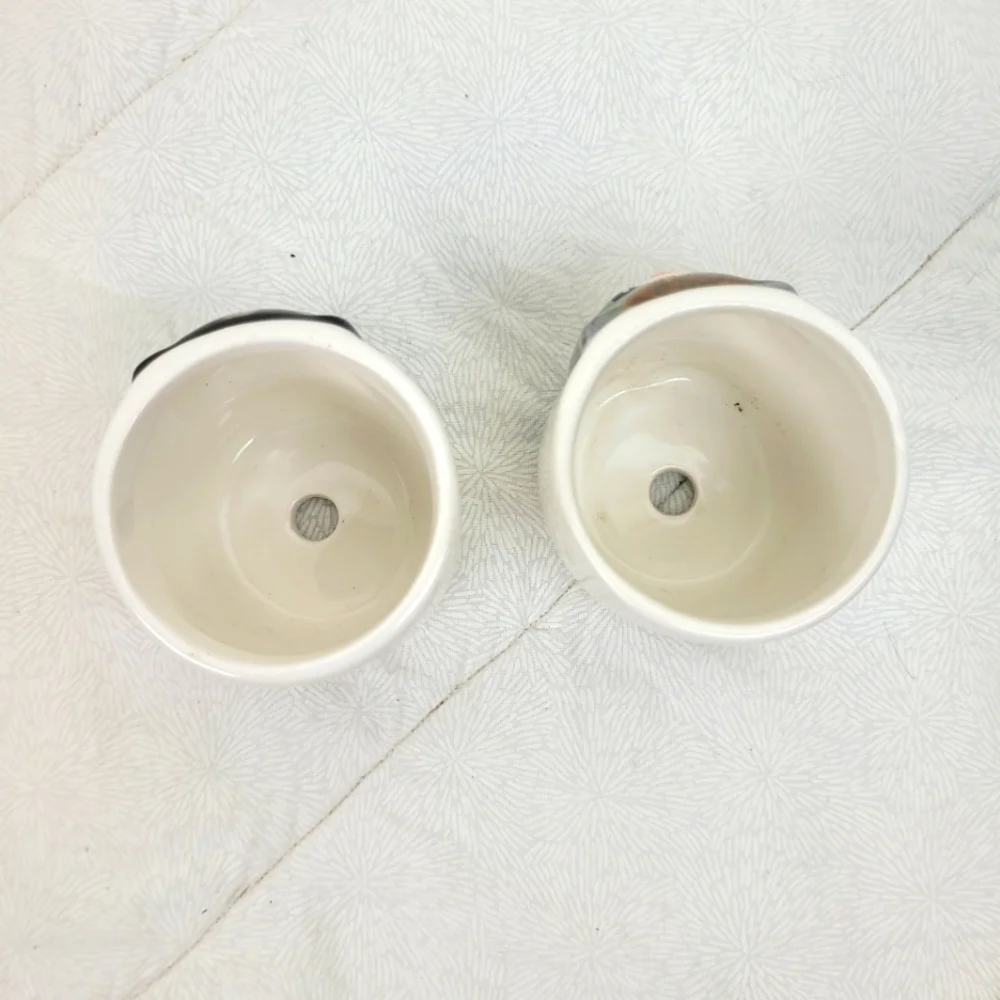Small Miniature White Painted Cat Theme Pots Planters For Succulents 2 x 2.5 - Picture 3 of 8